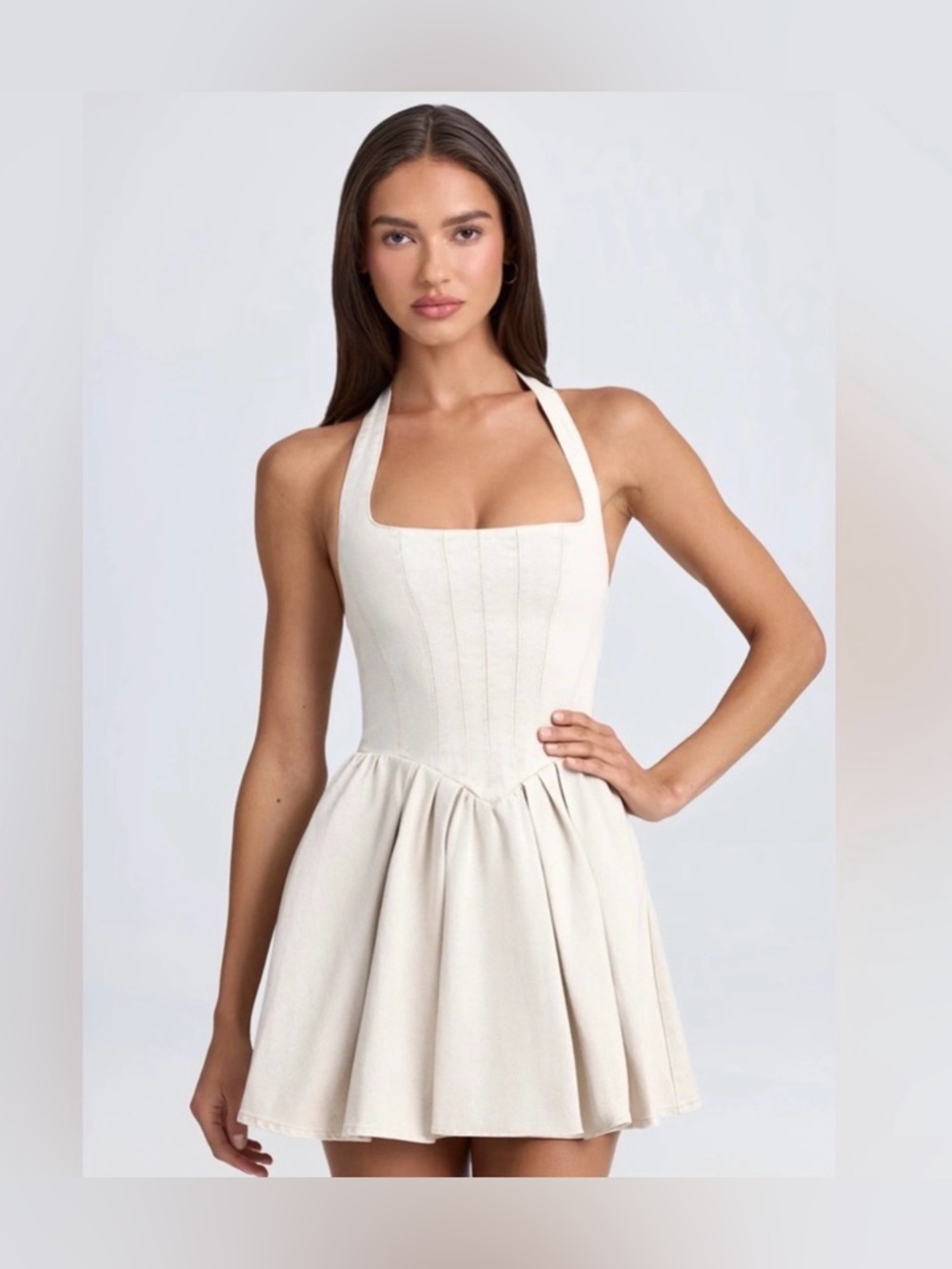 Oh Polly Denim Micro Mini Corset Dress NWT